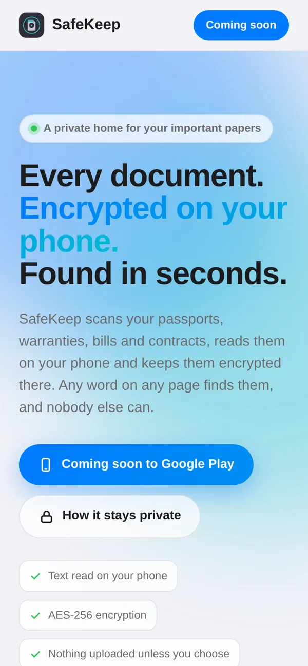 SafeKeep screenshot 1